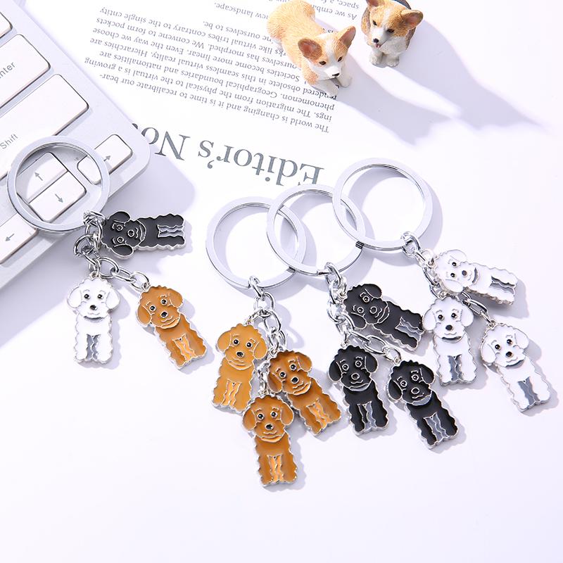 NEW Metal Poodle Dog Key Chain Key Ring Bag Charm Man Car Key Holder New Enamel Keychain Jewelry Accessories For Women Gifts