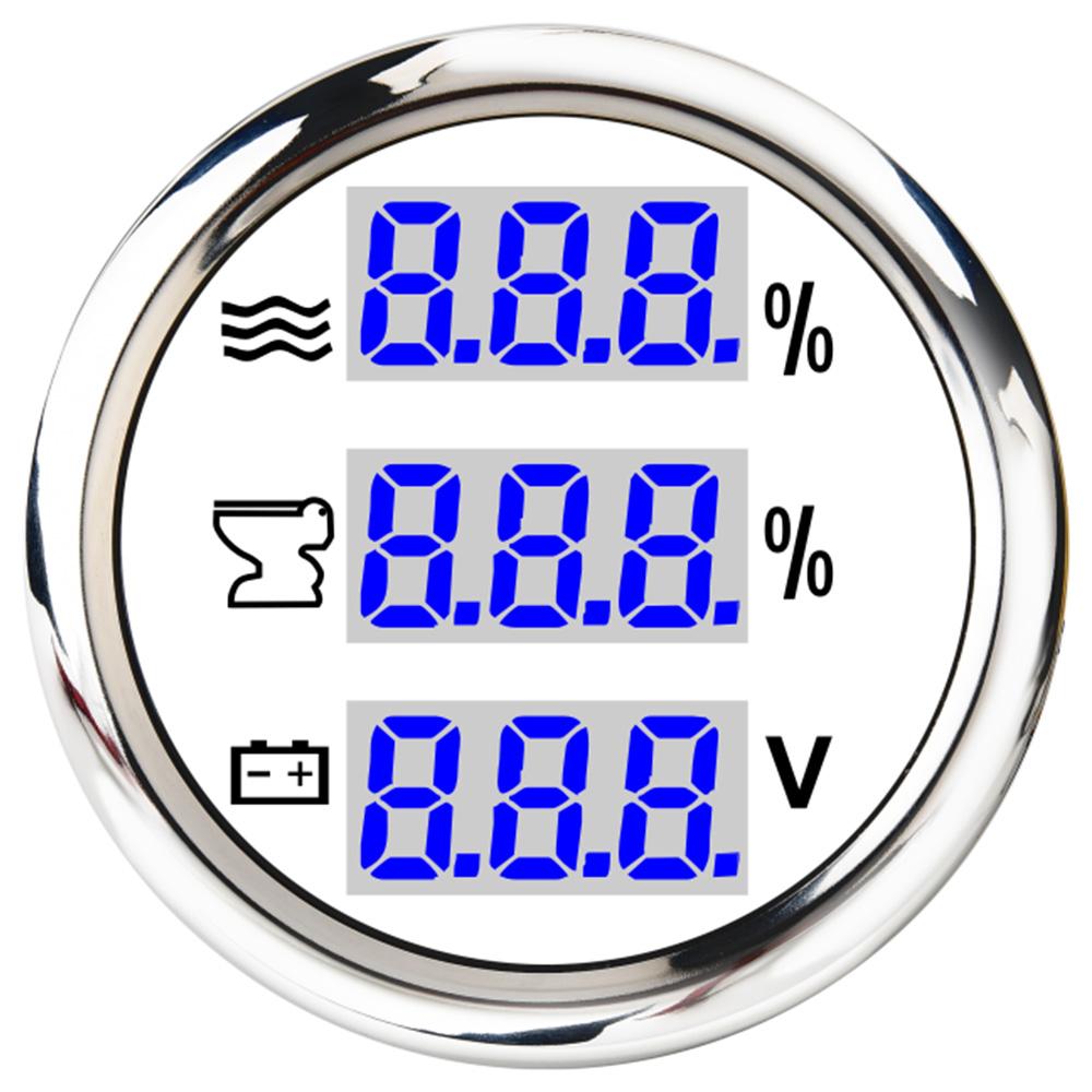 52MM 3 IN 1 Digital Gauge Water Temperature ℃/℉Oil Pressure Bar/PSI Voltmeter For Car Boat 12V/24V With Blue Backlight