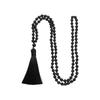 Hand Knotted Beads Necklace with Natural Stone Tassels Spiritual Jewelry Prayer Necklace for Everyday Wear and Rituals