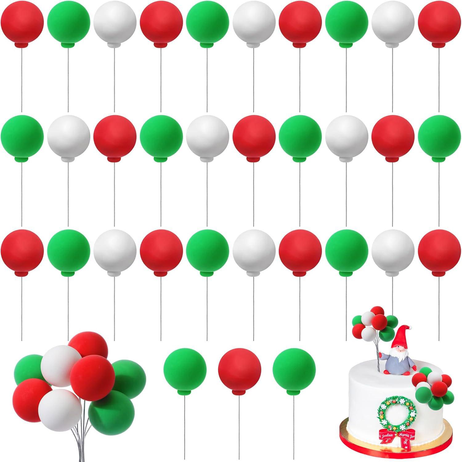 

40 Pieces Mini Balloon Cake Toppers Colorful Rainbow Cake Topper Round Clay Balls Cupcake Toppers for Rainbow Unicorn Birthday