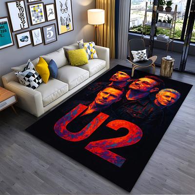 Tappeto Stampato Banda U2 per Soggiorno, Tappeto Colorato con Design Musicale Adatto per l'uso come antiscivolo per soggiorno camera da letto divani