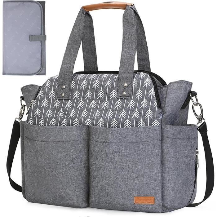 Sac À Langer Grande Capacité Lekebaby Avec Matelas À Langer,imprimé Flèche,gris
