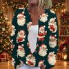 Women's Christmas Print Long Sleeve Knit Cardigan with Button Front