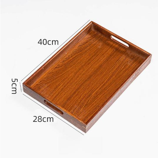 Ebony Rectangular Tea Plate Solid Wooden Storage Trays Water Cup Fruit Food Bread Sundries Serving Tray Household Organizer