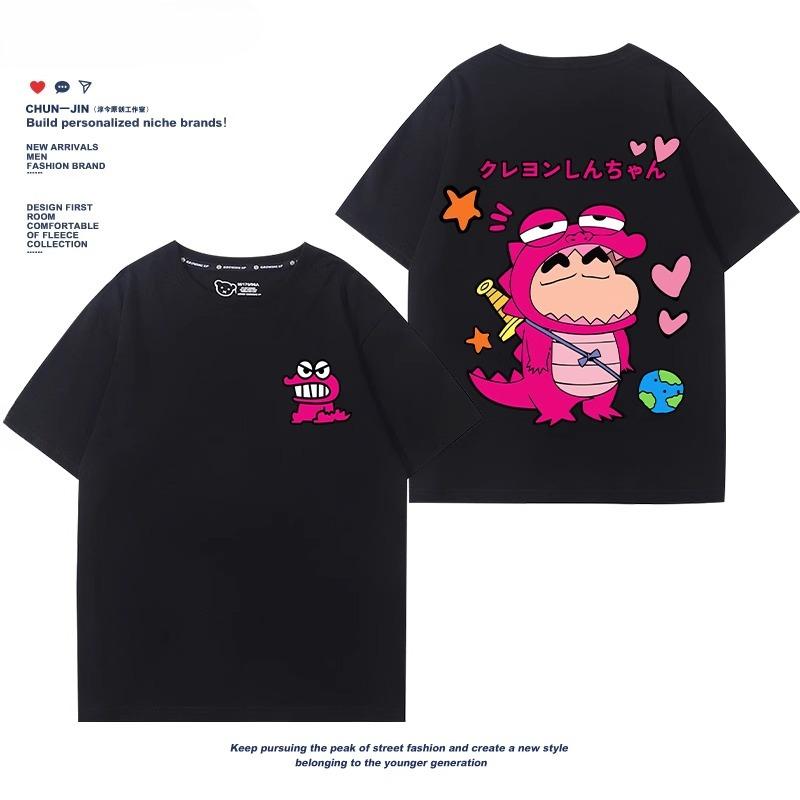 Crayon Shin-chan Co-branded Waniyama San Graphic T-shirt Summer 100% Cotton Cute Women T-shirt Fashion Loose Couple T-shirt