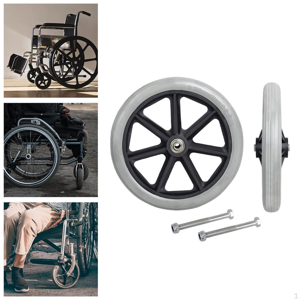 2Pcs Replacement Front Wheels, 8inch Wear Resistant Anti Slip PVC Rollers Wheels Casters for