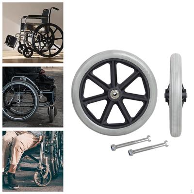 2Pcs Replacement Front Wheels, 8inch Wear Resistant Anti Slip PVC Rollers Wheels Casters for