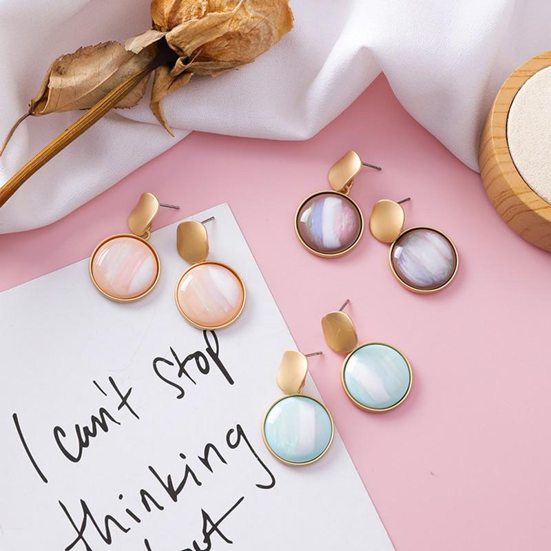 Acrylic Irregular Hoop Earrings Acetate Mottled Earrings Circle Round Statement Stud Earrings Women Girls Jewelry