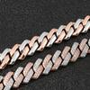Hot Selling Hip Hop Jewelry 14mm Bling CZ Iced Out Rose Gold and Rhodium Plated Two Tone Prong Cuban Link Bracelet