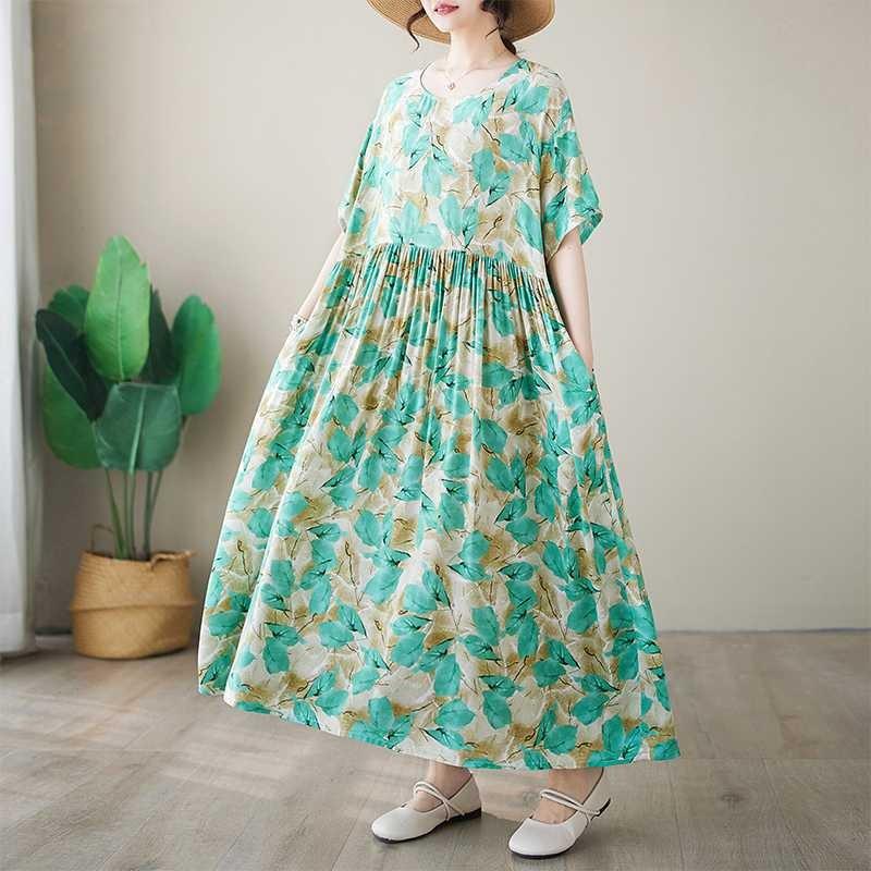 Simple Fashion Summer New Plus Size Round Neck Printed Dresses