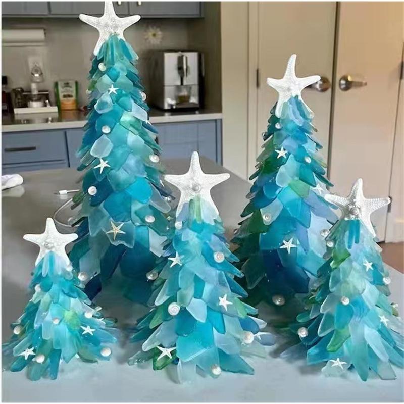 Resin Starfish Christmas Tree Ornament Jade Green Holiday Home Decor Table Centerpiece Window Display For Women And Couples