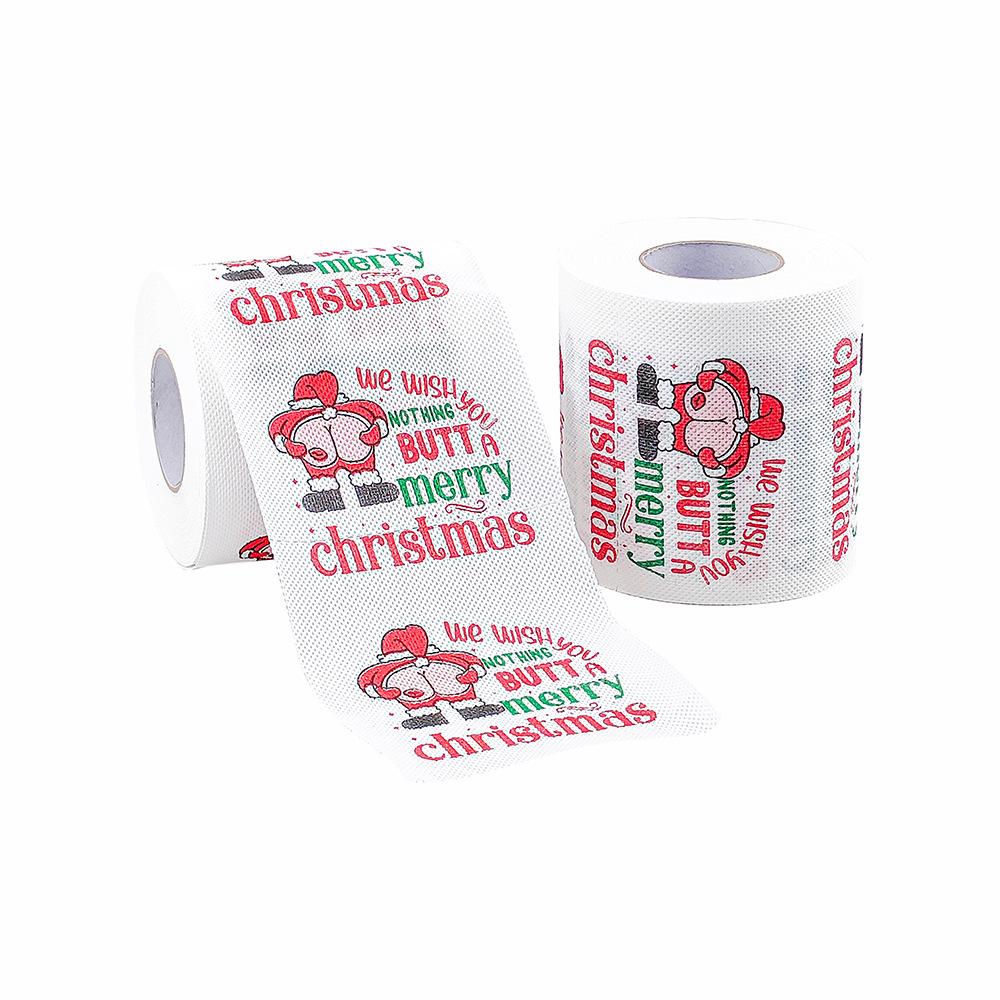 

2pcs Christmas Toilet Paper Roll He Sees You When You re Pooping - Funny Toilet Paper, красный
