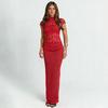 Autumn/Winter Women's Sexy Slim Lace High Neck Back Slit Dress