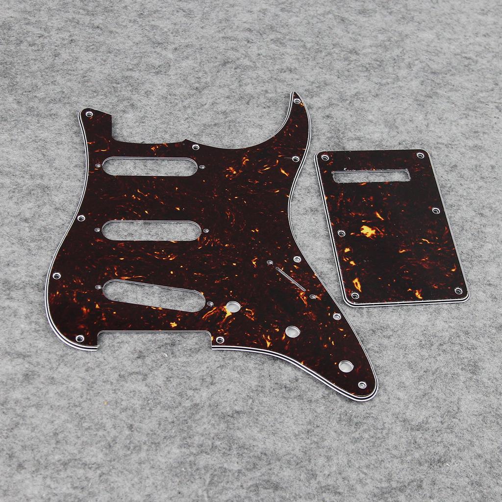 FLEOR Set of 11 Hole ST Guitar Pickguard SSS Scratch Plate Back Plate & Screws for Electric Guitar Parts