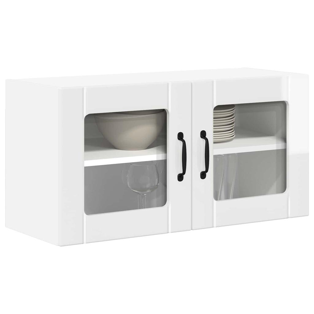 Lucca Wall Mounted Glass Cabinet High Gloss White 80 X 31 X 40 Cm