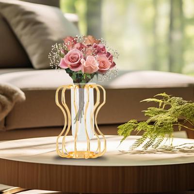 Desktop Glas Pflanzer Vase Metall Rahmen Schreibtisch Ornament Gold Farbe Anlage Ausbreitung Stehen für Garten