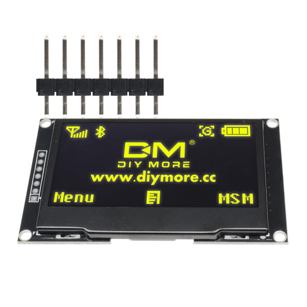 

SPI Display 2.42 inch Full Color LCD Module Drive IC 128*64 OLED Display For Arduino жовтий