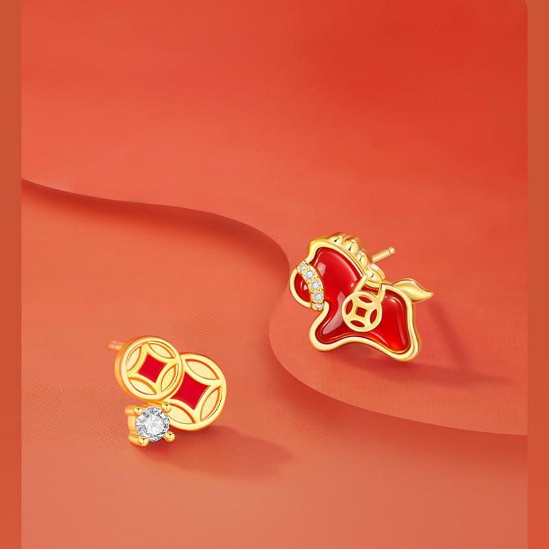 Серьги-монеты со знаком Зодиака Лошадь: Роскошный подарок на Китайский Новый год