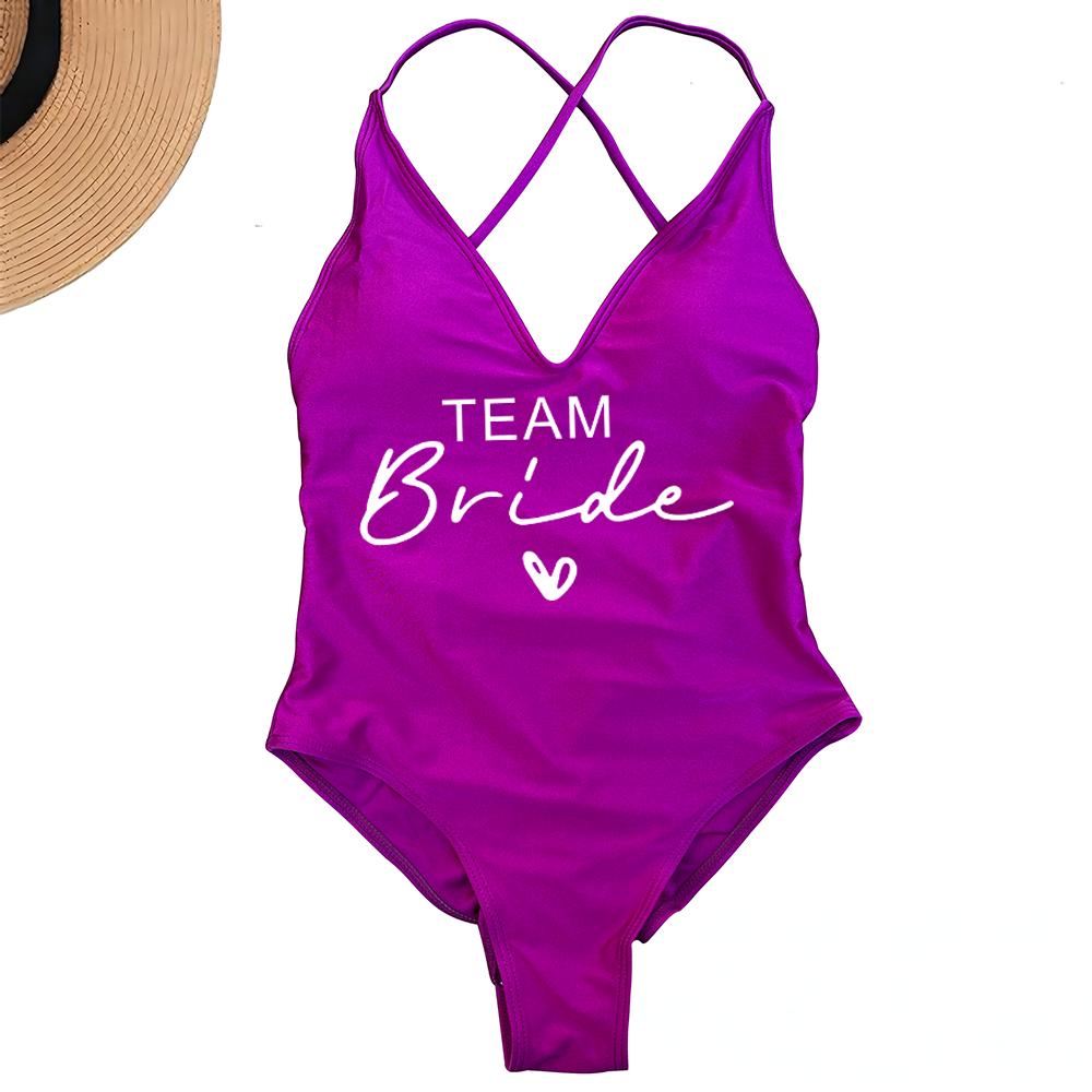 Sexy Padded One Piece Swimsuit Women Team Bride Swimwear Bikini Summer Bathing Suit Plus Size Beachwear Bachelorette Party Lady