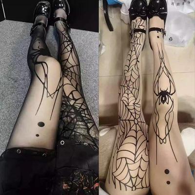 Calze a rete nere vintage gotiche da donna, calze a rete sexy alternative, calze cyberpunk