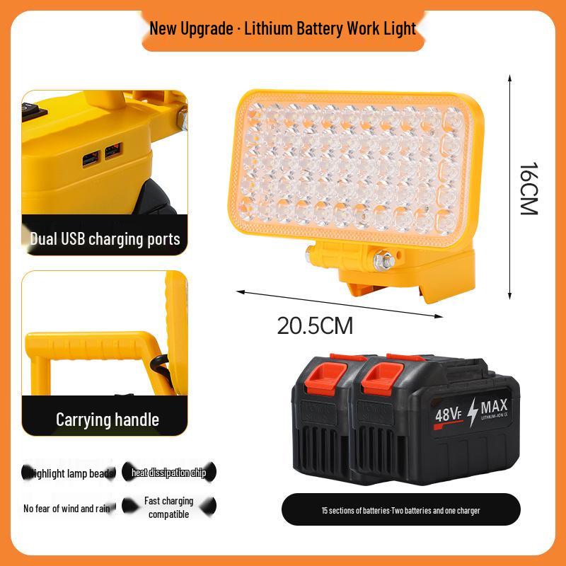 Portable Emergency Lithium Battery Floodlight for Camping, Construction, and Car Repairs