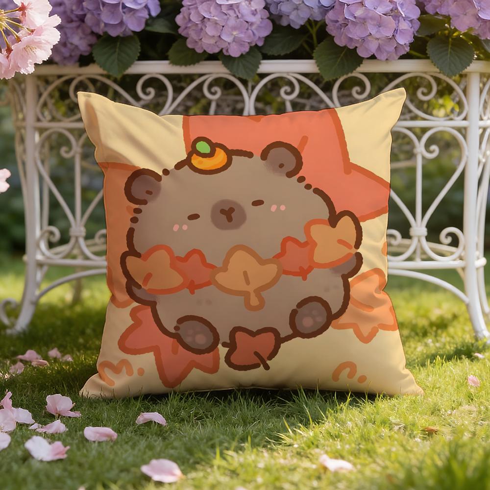 Cute C-Capybara Cushion Cover Home & Car Dual-Scene Pillow Cover: Reversible for Premium Comfort