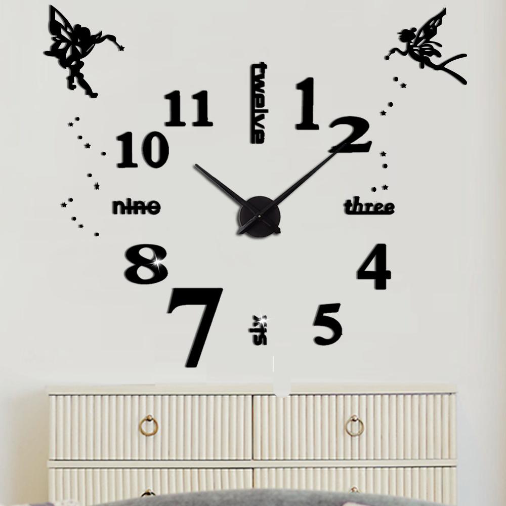 Digital Wall Clock Quartz Silent 3D DIY Large Decorative Clock Acrylic Mirror Wall Stickers for Living Room Decor