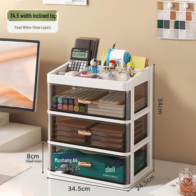 Transparent Multi-Layer Drawer Organizer for Office Desk Supplies