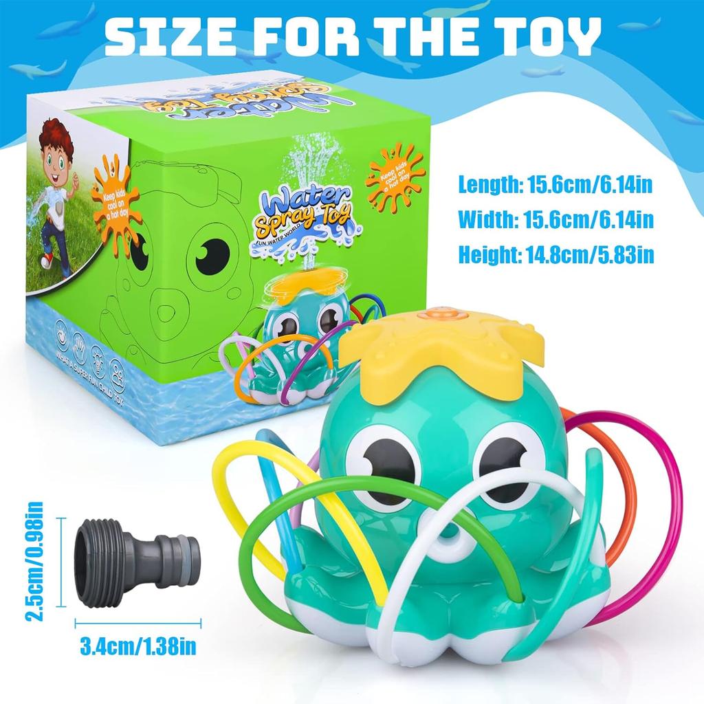 Octopus Water Spray Sprinkler for Kids Outdoor Sprinklers Summer Octopuses Toys with 8 Wiggle Tubes and 2 Hose Clamps