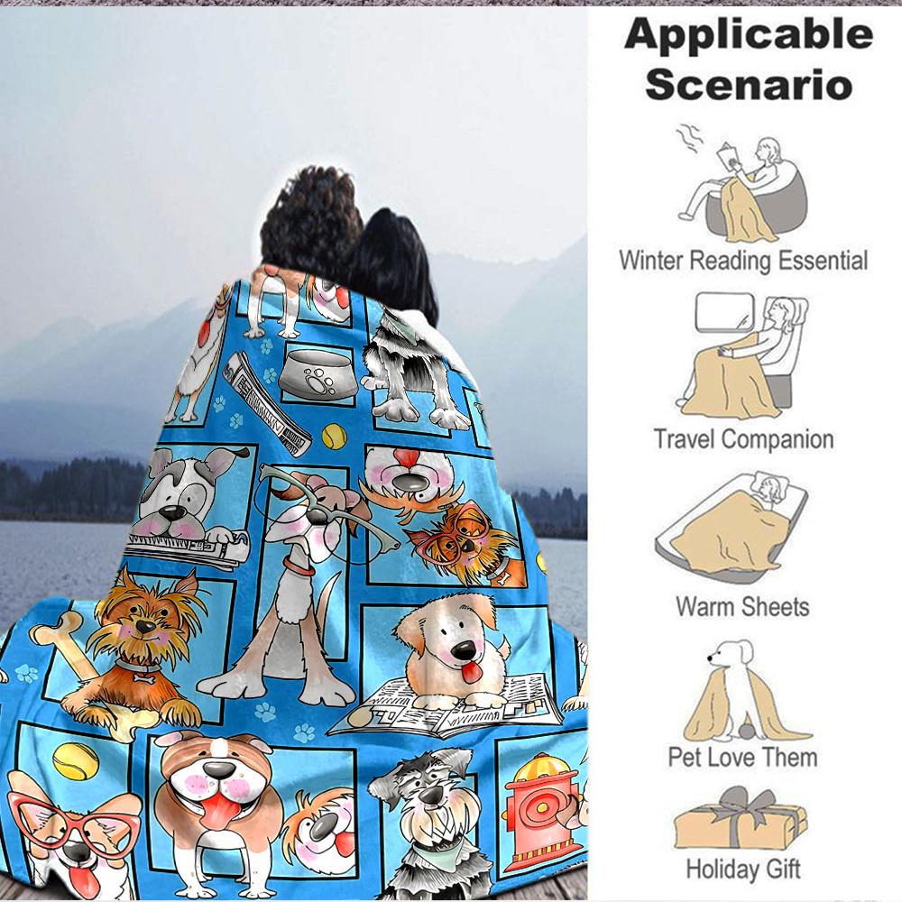 1pc Dogs Pets Blanket, Lightweight Flannel Throw Blanket for Sofa, Bed, Travel, Camping, Living Room, Office, Couch013