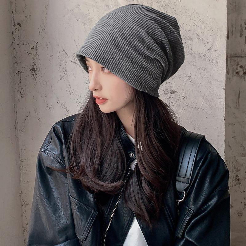 Autumn and Winter Knitted Hat Season Pile Hat Japanese Style Black Versatile Wool Big Head Circumference Baotou Confinement Cold Hat Men's Trend