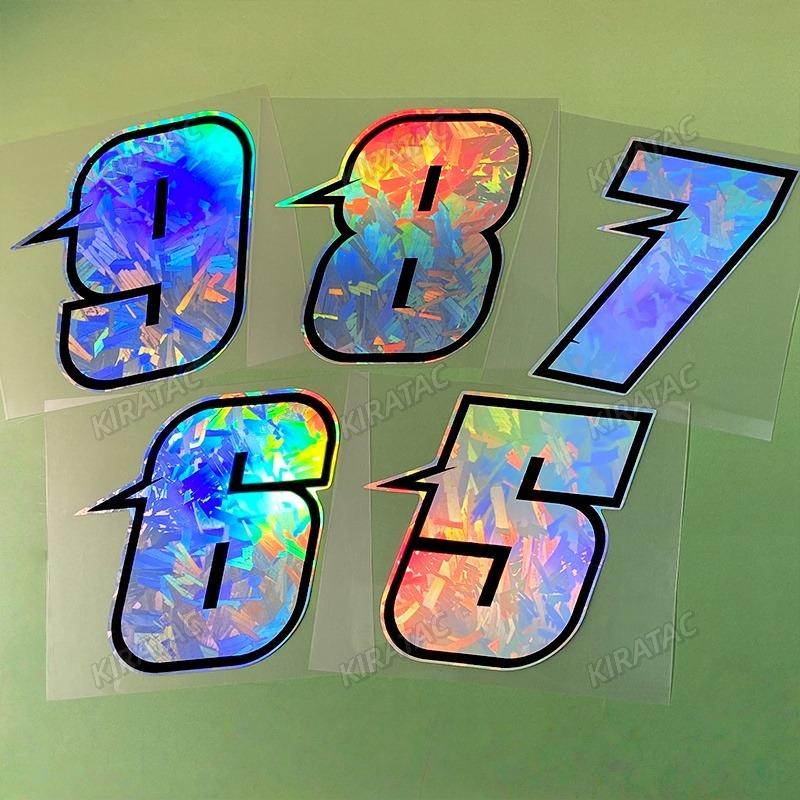 1PC 0to9 Arabic Numerals Holographic Carbon Motorcycle Stickers Waterproof for Motorbike Fairing Fuel Tank Scooter Vinyl Decals