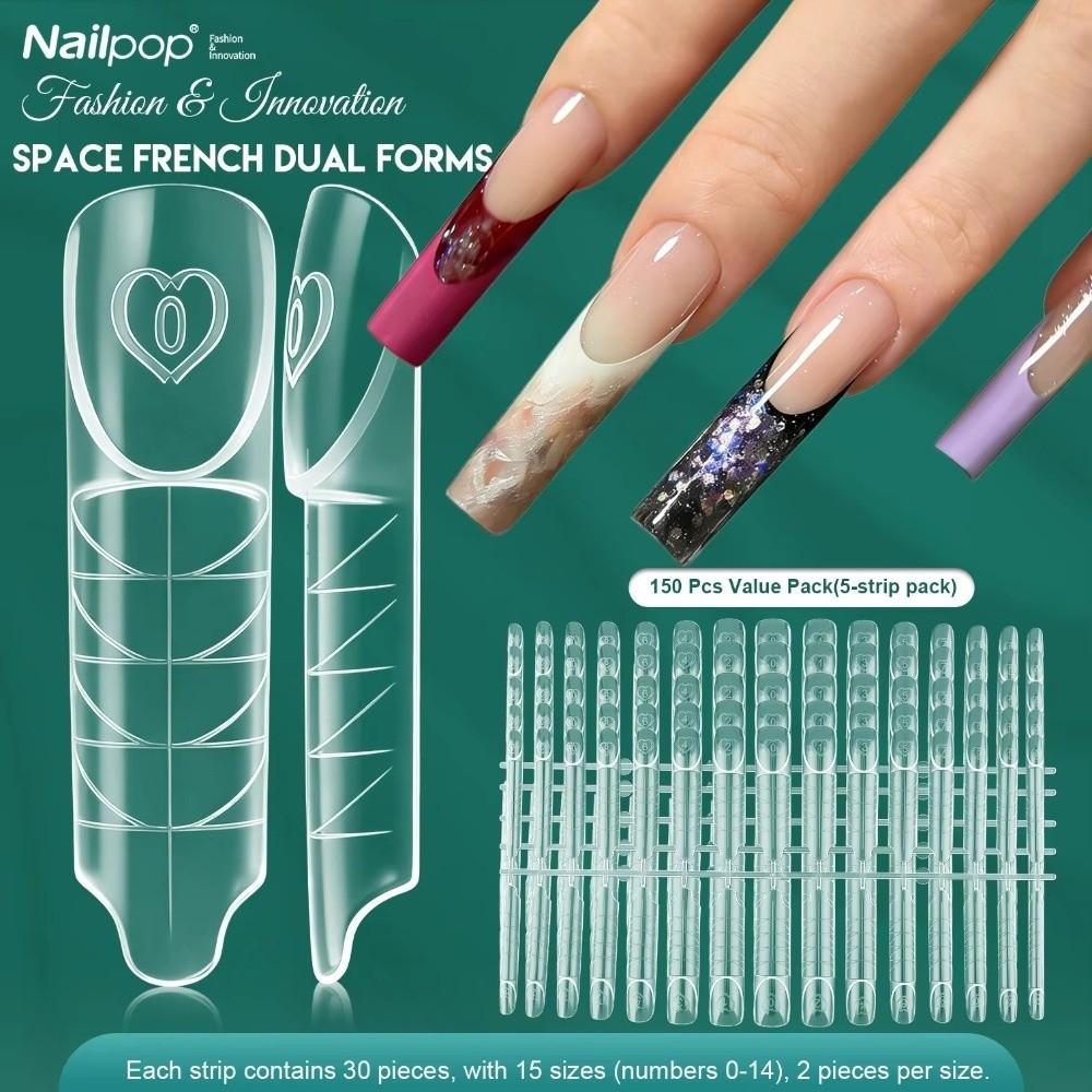 75/150Pcs Reusable Space Nail Forms Transparent French Tip Forms NEW Poly Gel Forms  Home Salon