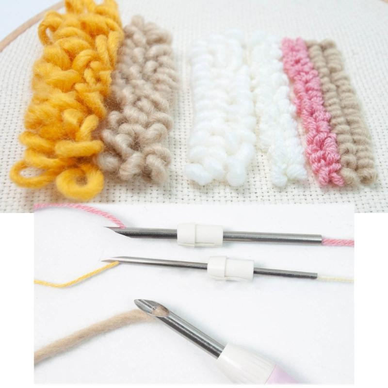 Punch Needle Kit Stitching Punch Needle Set Adjustable Multifunction for Children Adult DIY Crafts Household