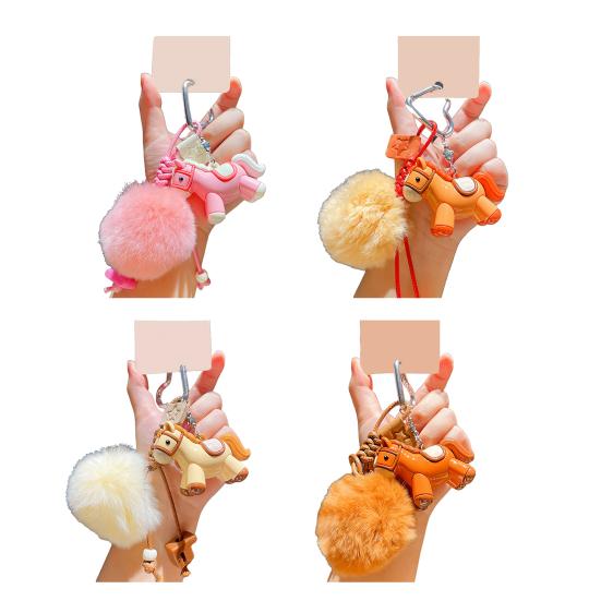 Schlüsselanhänger Anhänger Plüschkugel Deko Pferdeanhänger Dekorativer Handtaschenanhänger Glück Jahr des Pferdes Anhänger Accessoire