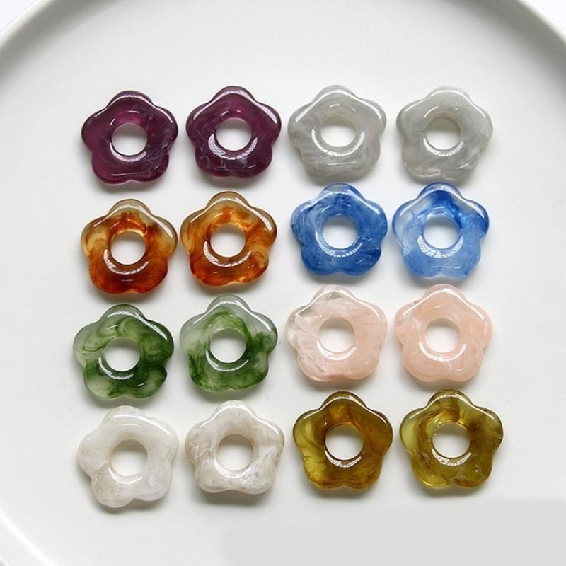 Resin Flower Pendant Hollow Five Petal Floral Charm Jewelry DIY Supplies for Necklace Bracelet Earring Jewelry Making
