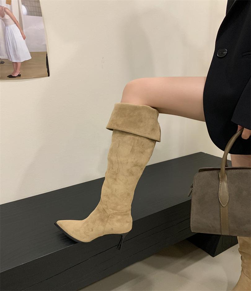 High-heeled French Pointed-toed Over-the-knee Boots Women's Boots, New In Autumn and Winter 2025, Two-wear Tall Stacking Boots