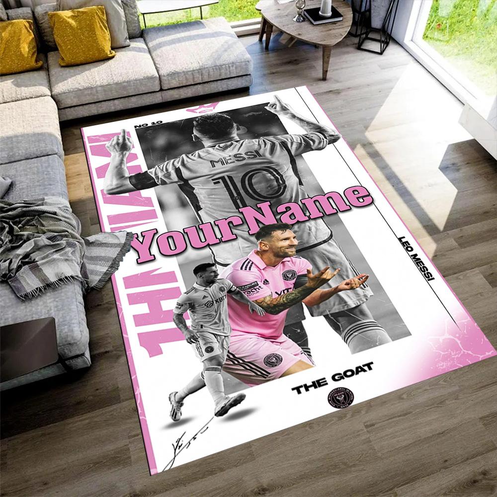Messi Personalized Name Area Rug Design for Outdoor Decorate Room Hallway Entryway Antislip Carpet Anime Office Decor Gift for Festivals