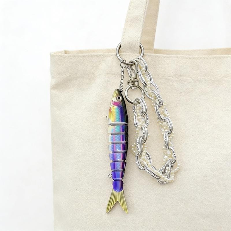 Versatile Fishing Culture Charm Keychain with Lifelike Bionic Fish Design Keyrings Pendant for Practical Decors Use