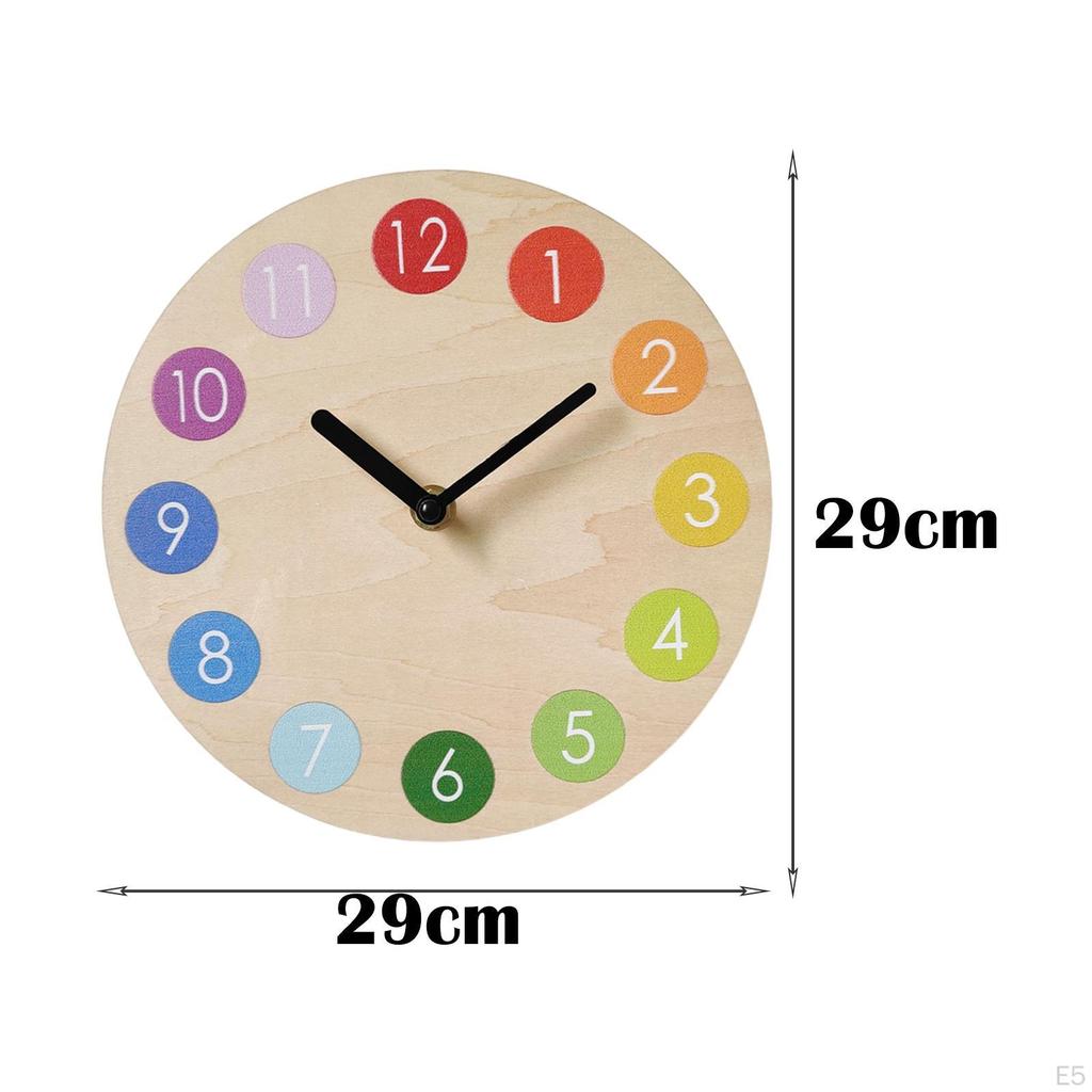 Clock Non Ticking Multi Colored Numbers Battery Operated Decorative Wall Silent for Home