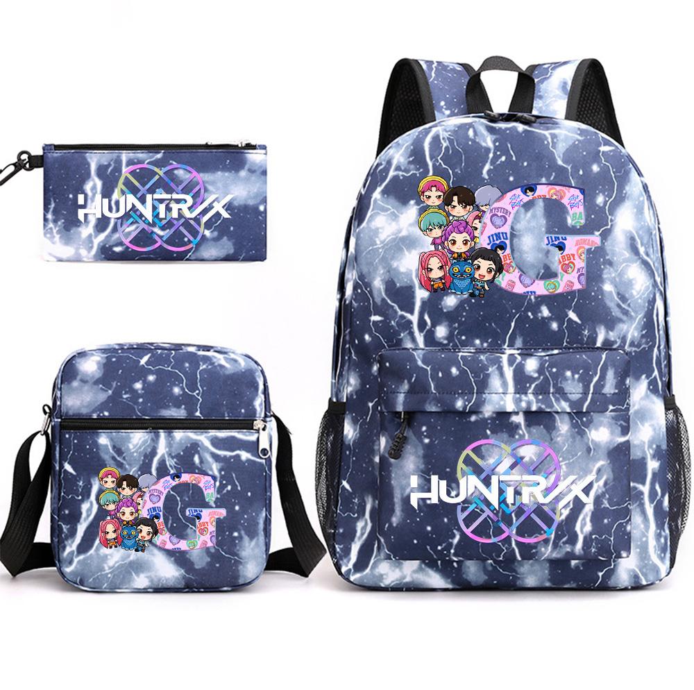 3Pcs/set 26 English Letter Printed Large Capacity Bookbag Backpack with Shoulder Bag Pencil Case for Teenager Student Boy Girl School Bag Kid Gift