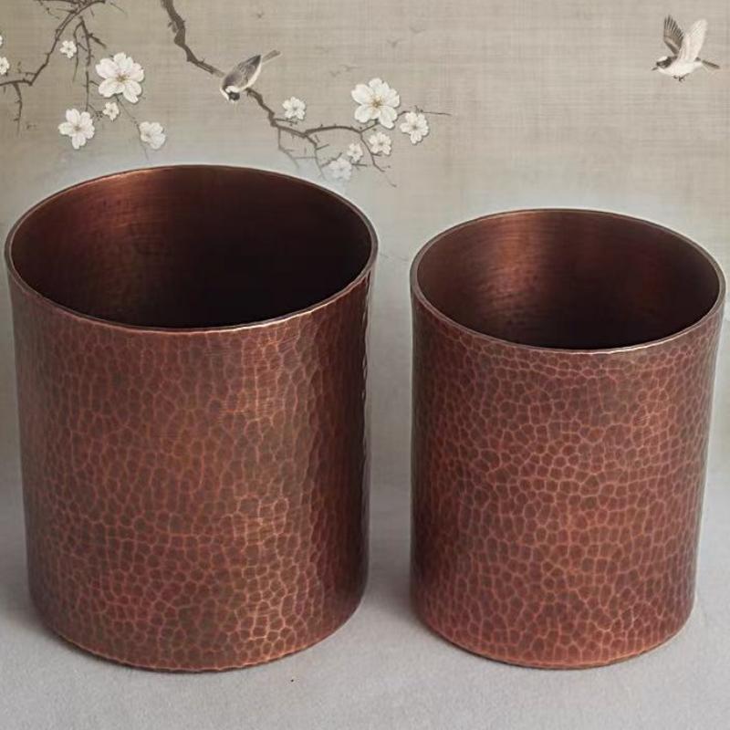 Vintage Pure Copper Coffee Mug,Moscow Mule Thickened Large Size Hammer Texture Straight Tube 450ml Beer Mug,Tea Cup Tableware
