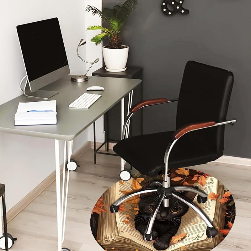 

1pc Office Carpet Chair Mats Autumnal Whiskers: A Feline Tale of Pages and Paws Perfect for Decorating Office Chairss, Or Bedrooms.YDT298 80cm by 80cm