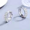Luxury Trend Stainless Steel Crystal Round Silver Color Hoop Earring for Women Charm Zircon Dangle Earring Wedding Bride Jewelry