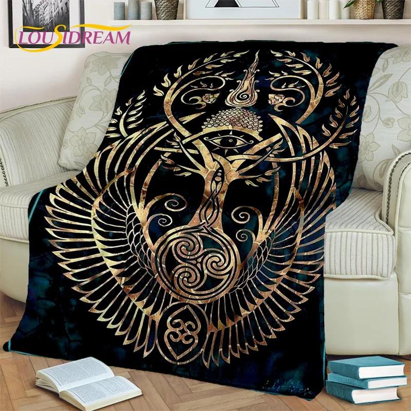 Wikinger-Decke mit nordischer Mythologie, Fenrir-Krähe, Flanell-Überwurf, Decke für Zuhause, Schlafzimmer, Bett, Sofa, Picknick, Büro, Wandern, Freizeit, Nickerchen, Geschenk