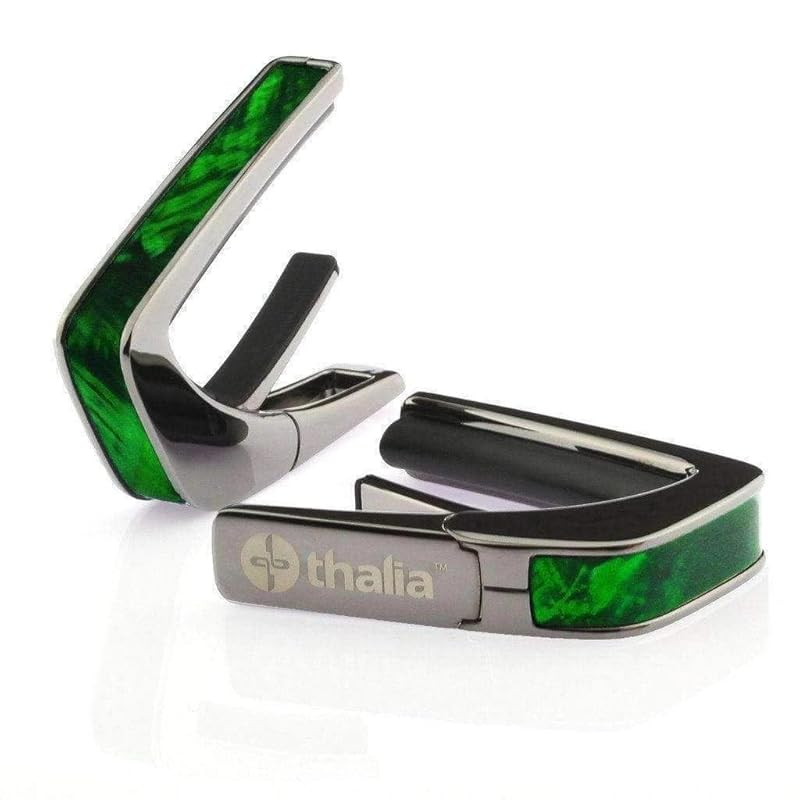 

Thalia capo Thalia Capos Exotic Shell Series/GREEN ANGEL WING capo tasto guitar 12 inch fred pad included (Black Chrome/GREEN WING)
