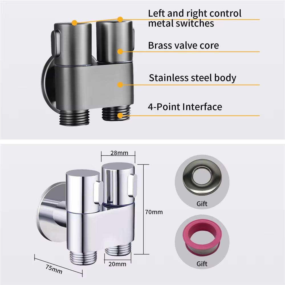 Dual Outlet Angle Valve Toilet Cleaning Sprayer Set Portable Cold Water Bidet Handheld Bathroom Accessories Anna Shower