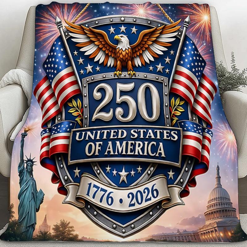 1Pc 250Th Anniversary Of The United States Blanket For Camping&Travel Suitable For Sofa Bedroom Living Room For All Four Reasons