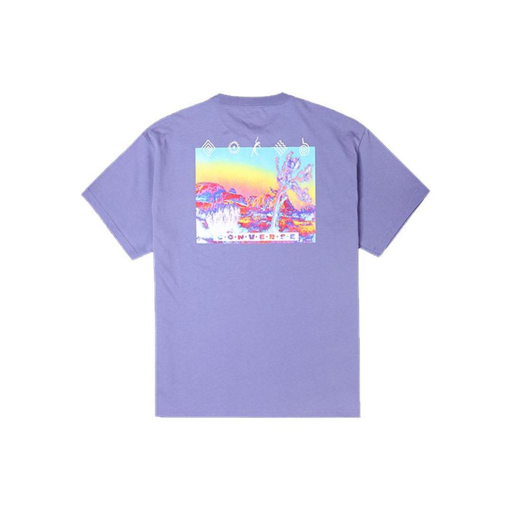 Converse T Shirts Men's Purple Crew Neck Moderate Straight Fit 10023994-A02