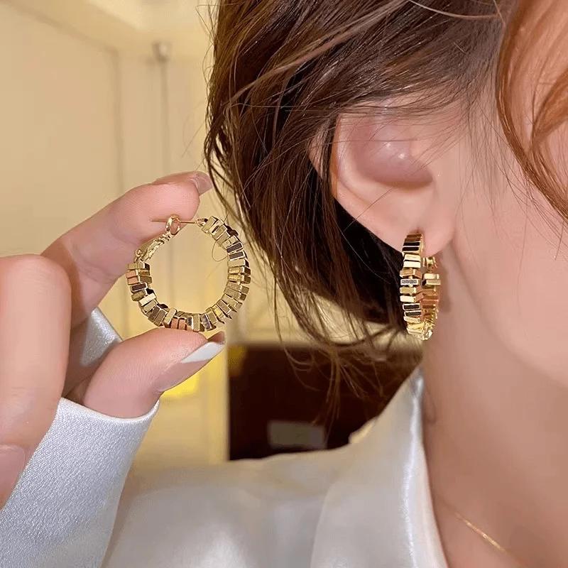 Broken Silver Color Hoop Earrings for Women Party Jewelry Accessories